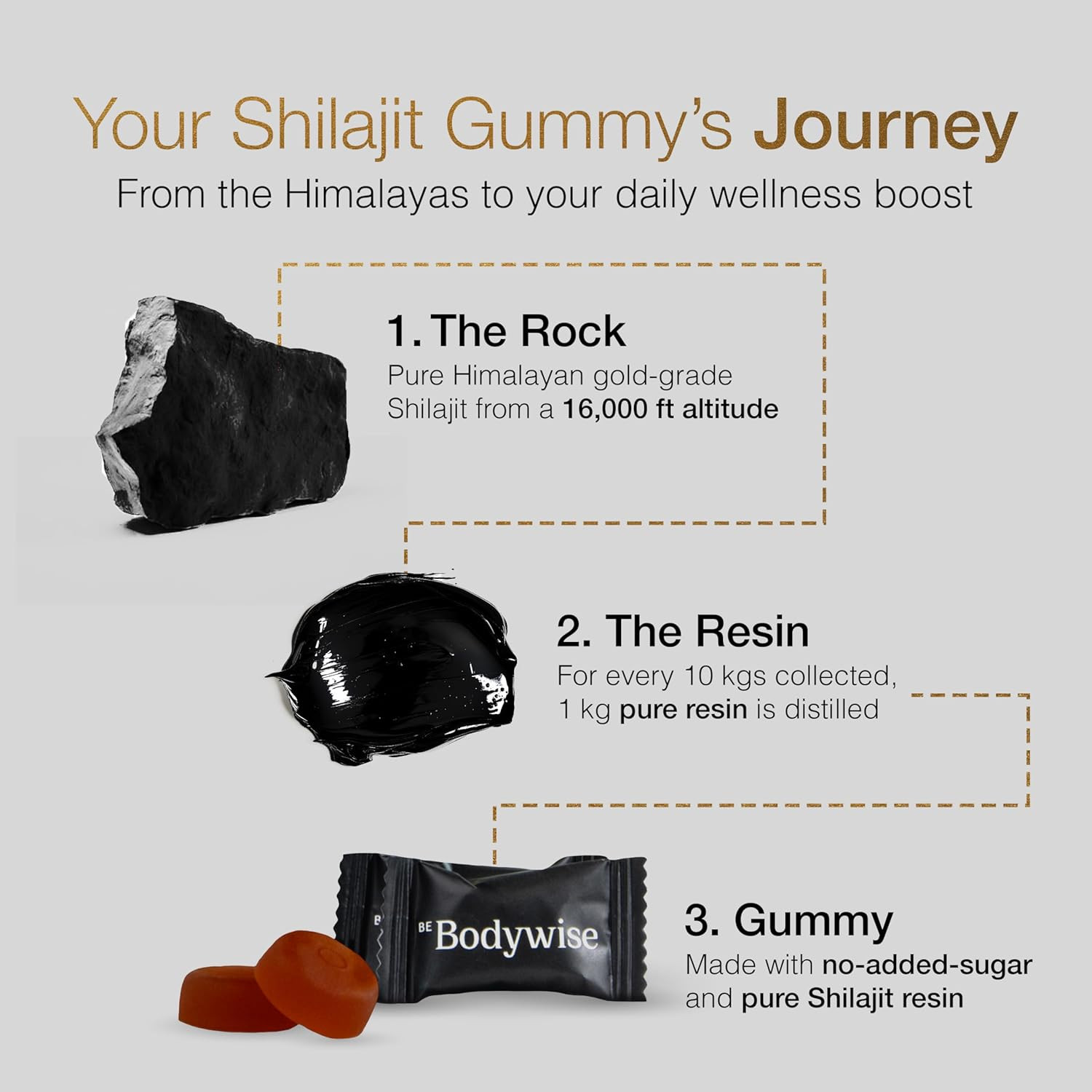 Pure Himalayan Shilajit Gummies Gold I Lab Tested I No Added Sugar I Ashwagandha