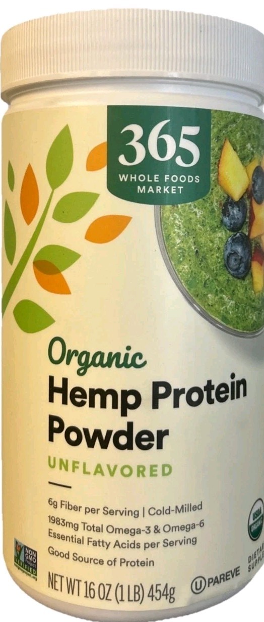 365 Whole Foods Organic Hemp Protein Powder, 16 Ounce Exp 3/2027