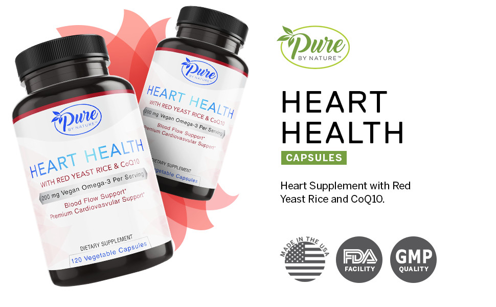 Pure By Nature Red Yeast Rice & CoQ10 Supplement, May Support Vascular Welfar…