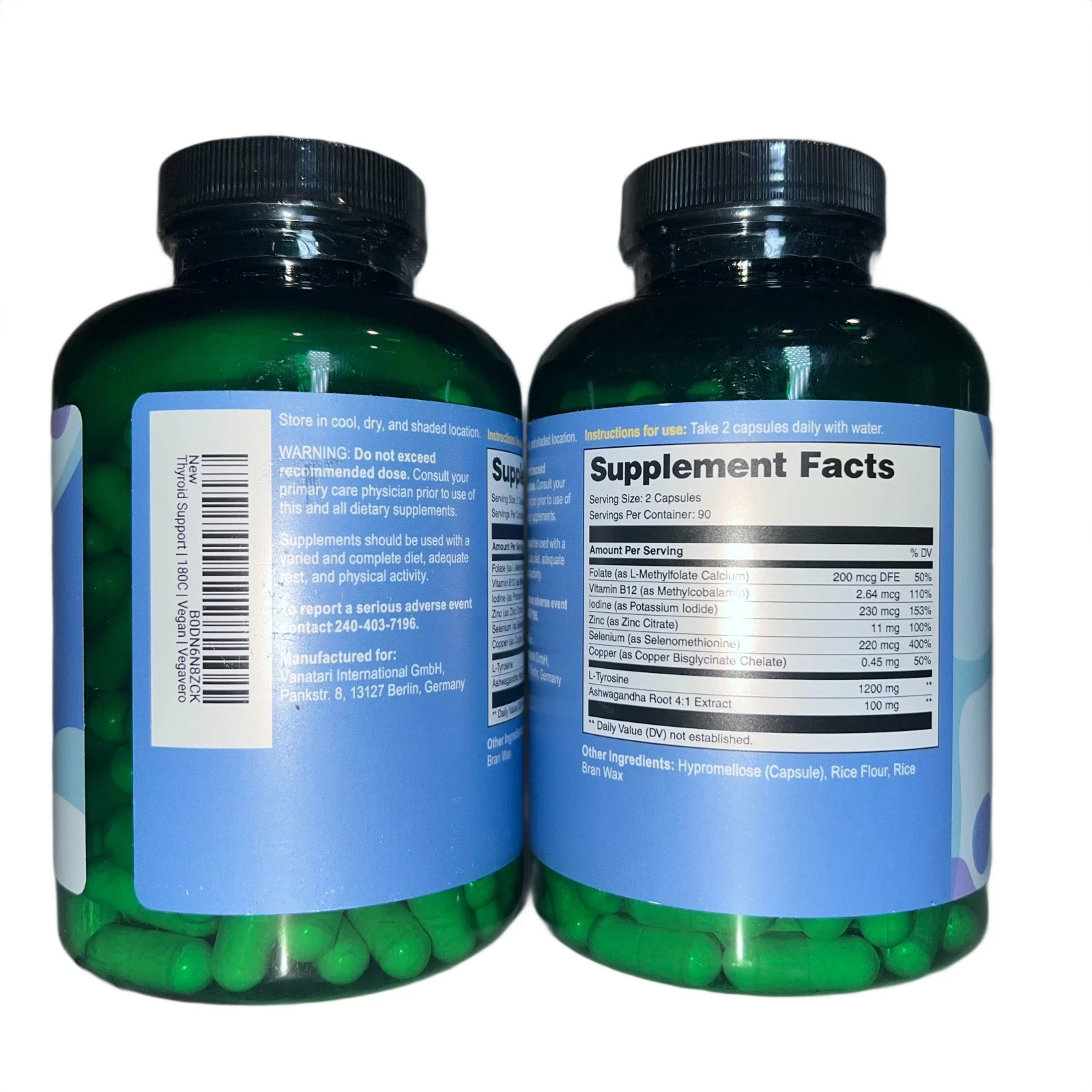 2x Vegavero Thyroid Support 180 Caps High-Dose Iodine L-Tyrosine NWT. FREE SHIP!