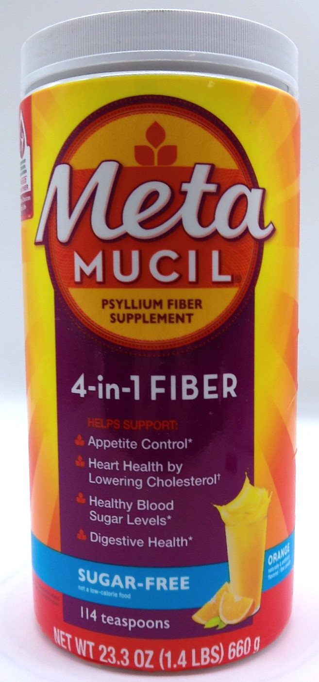 Metamucil Orange 4-in-1 Fiber, Sugar Free, 114 Teaspoons, 1.4 Lb., Exp. 2/28