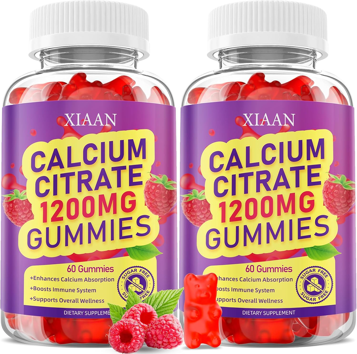 Calcium Citrate Gummies 1200Mg Calcium Gummies for Women & Men, Chewable Calcium