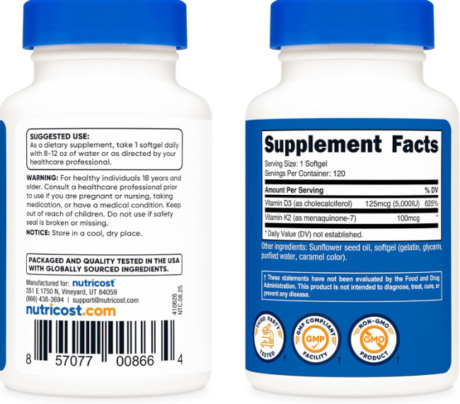 Vitamatic Vitamin D3 K2 Gummies – 60 Gummies – Supports Healthy Bone Heart Capsu