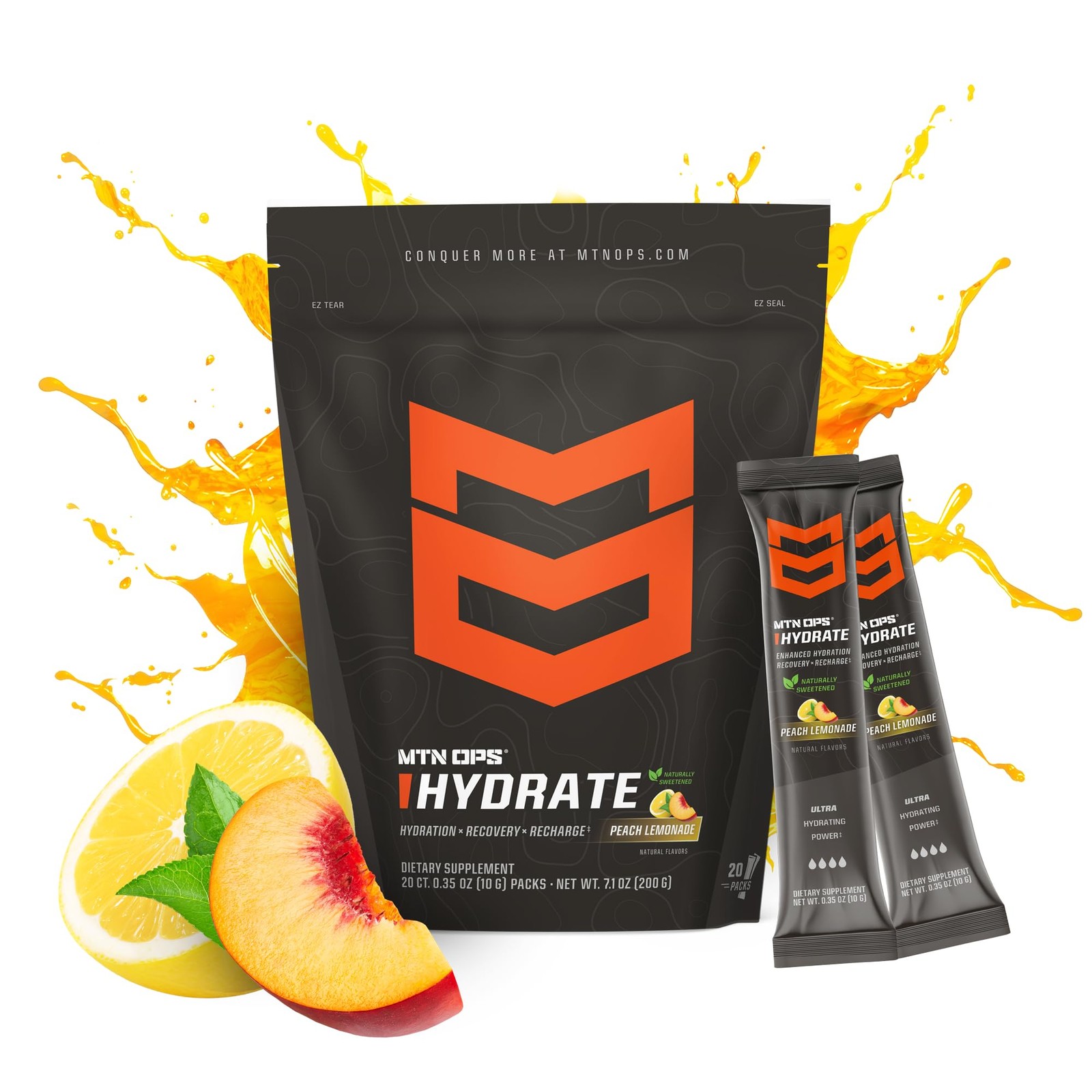 MTN OPS Hydrate Low Sugar Electrolyte Powder 5.6 Ounce (Pack of 1), Various