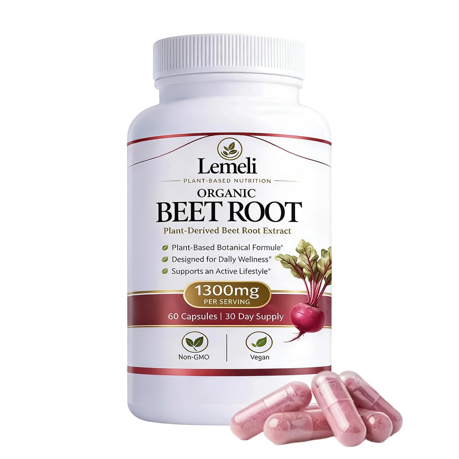 Organic Beet Root 1300mg Per Serving with Beet Root, Vitamin C & Black Pepper US