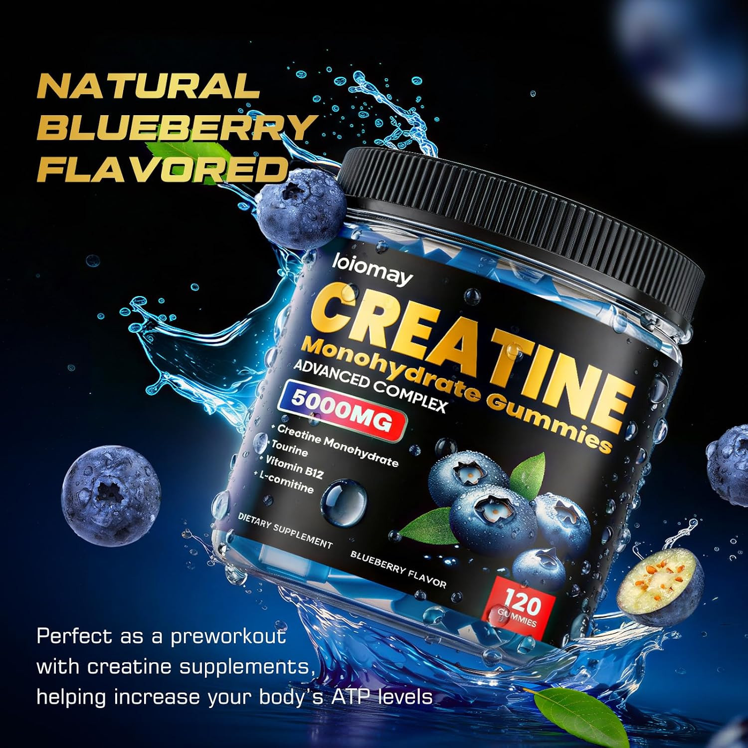 Creatine Gummies for Men & Women, 5-In-1 Complex with Taurine, L-Carnitine, Vita