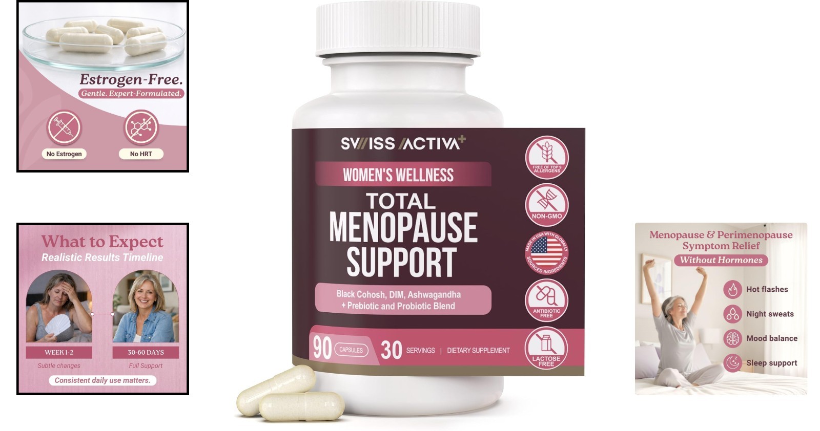 Menopause Wellness: Hormone Balance & Energy Boost Supplements – 90 Count