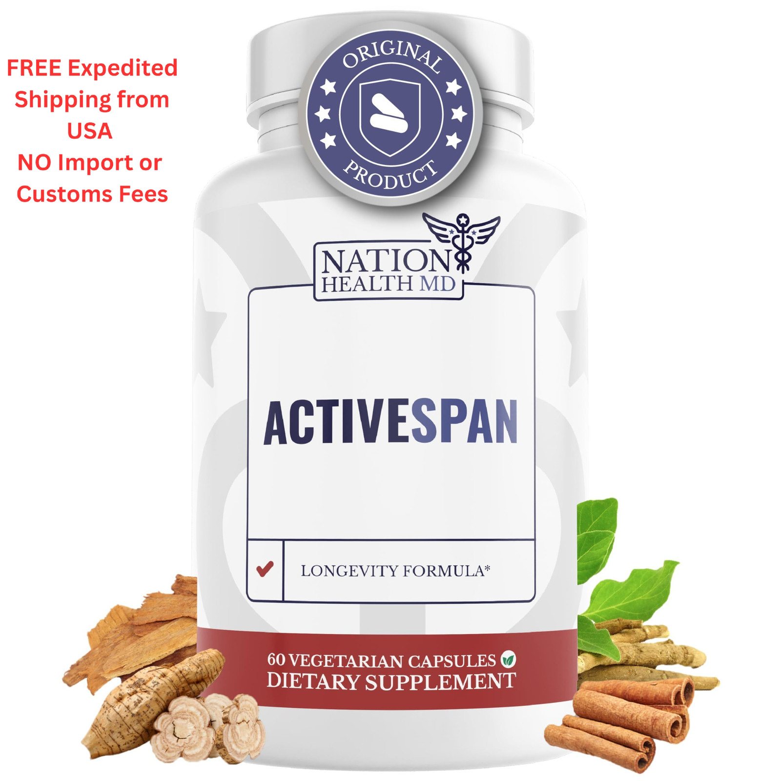 NATION HEALTH MD ActiveSpan Astragalus Supplement – 60 Count (Pack of 1)