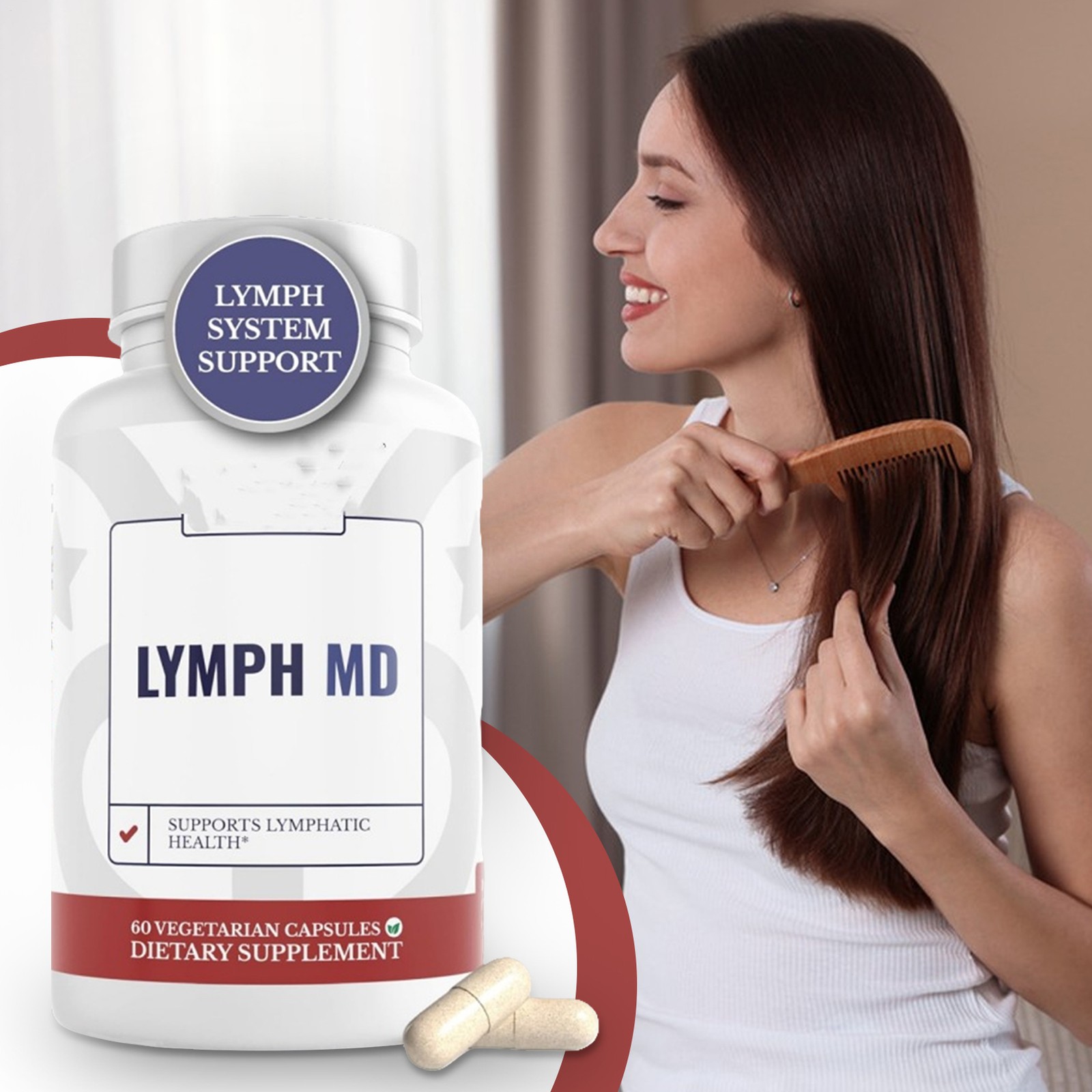 MD Lymph | Lymphatic And Supplement With 9 Botanicals. Men System Women | 60 Cap