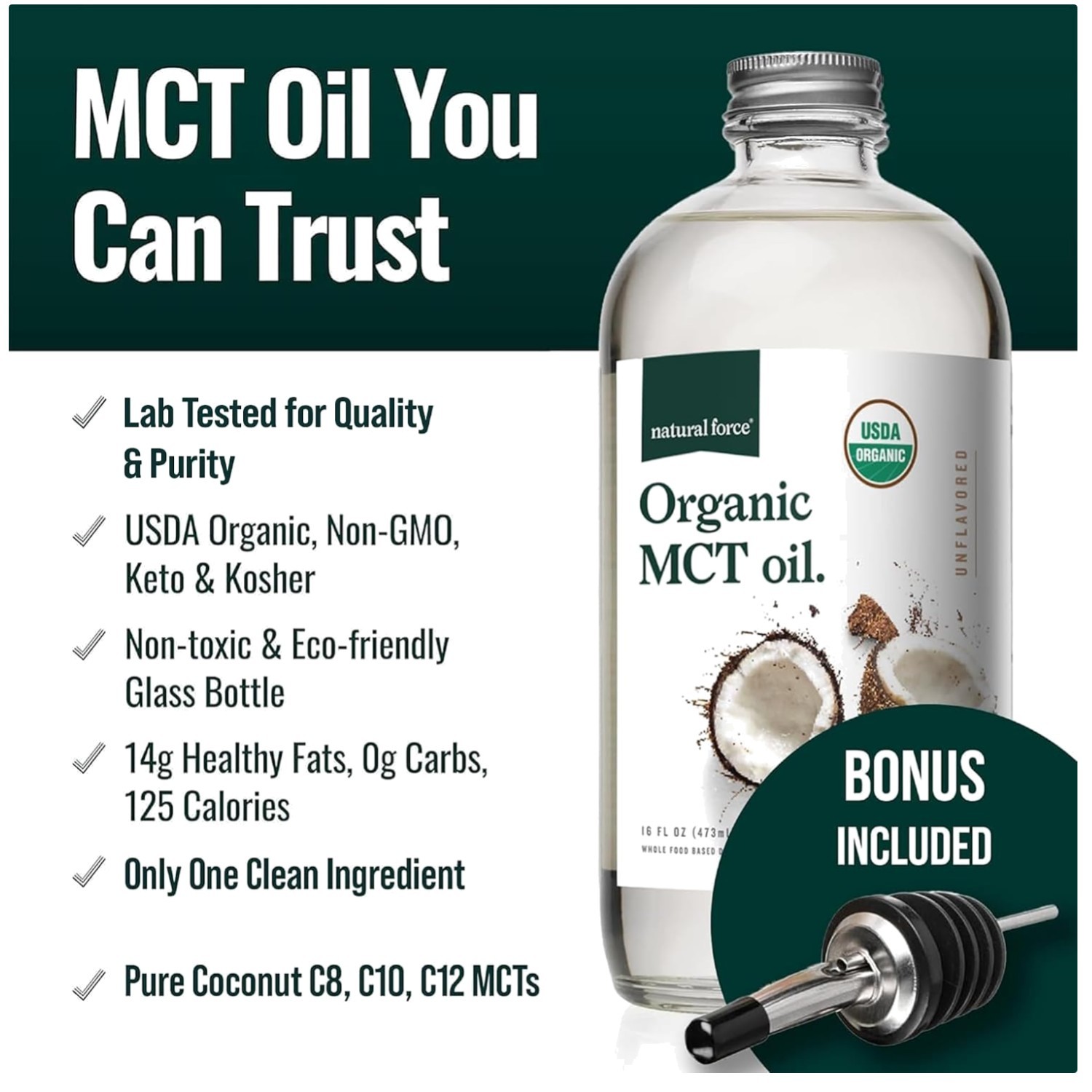 Organic MCT Oil – Non-GMO – Keto & Paleo Approved – 32 fl oz