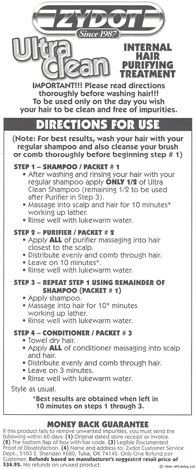 Zydot Ultra Clean Shampoo 0.31 Fl Oz Pack of 26 Cost Effective Money Back Gua…