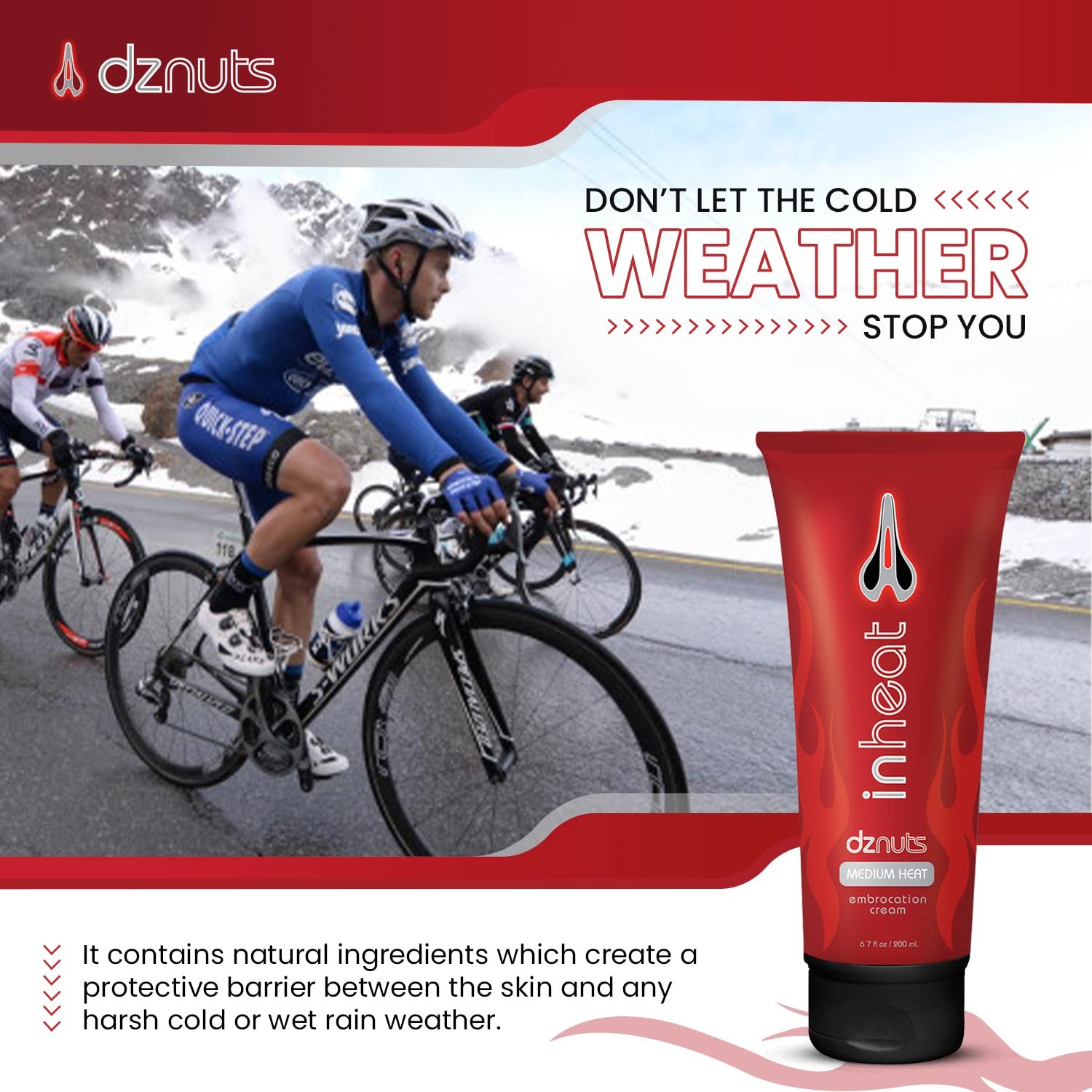 dznuts – InHeat Embrocation Cream – Anti-Grime 6.7 fl oz, Medium Heat