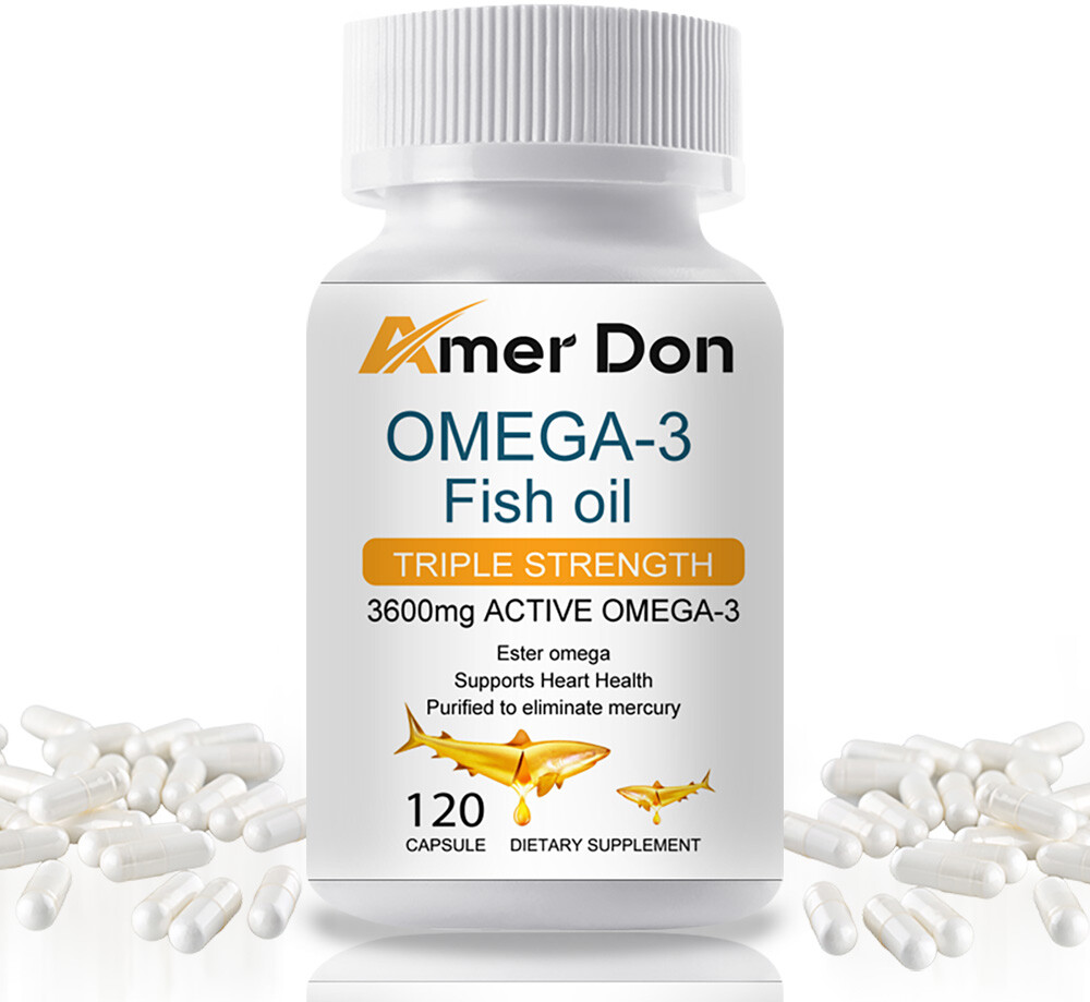 Omega 3 Fish Oil Capsules 3x Strength 3600mg EPA & DHA, Highest Potency 120Pills