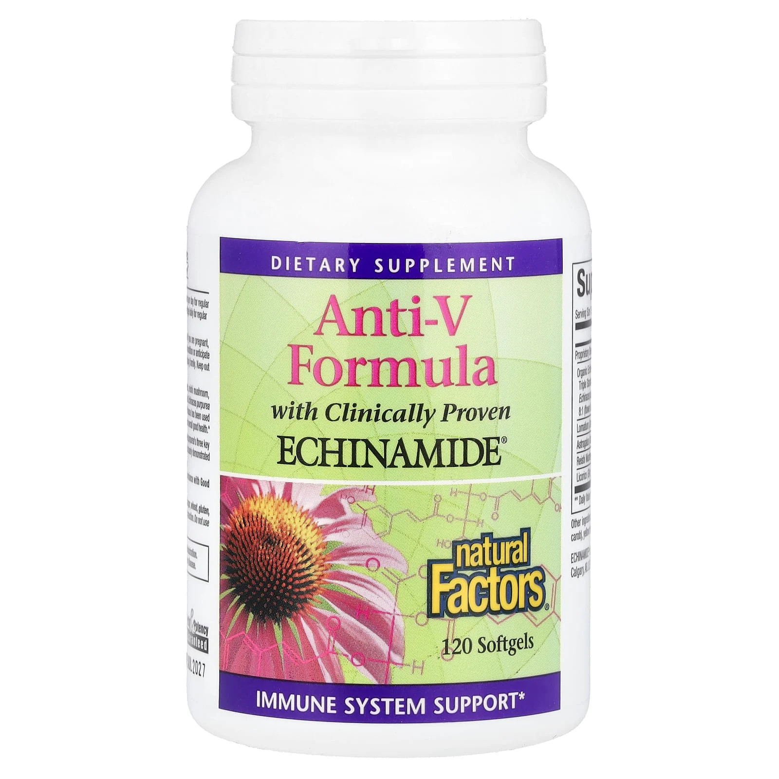 2 X Natural Factors, Anti-V Formula with Clinically Proven Echinamide�, 120 Sof