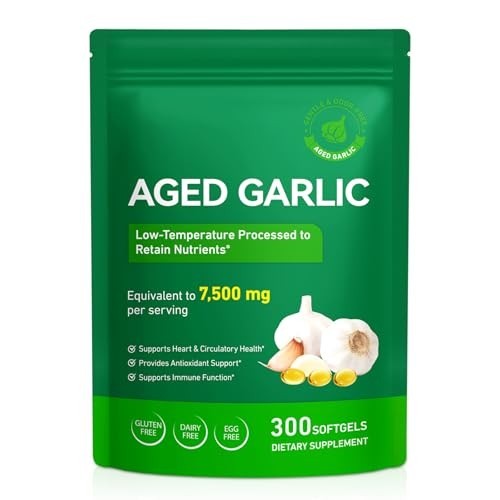Best Aged Garlic Extract, 300 Softgels, 7500mg Odorless | Heart & Immune Pack 1