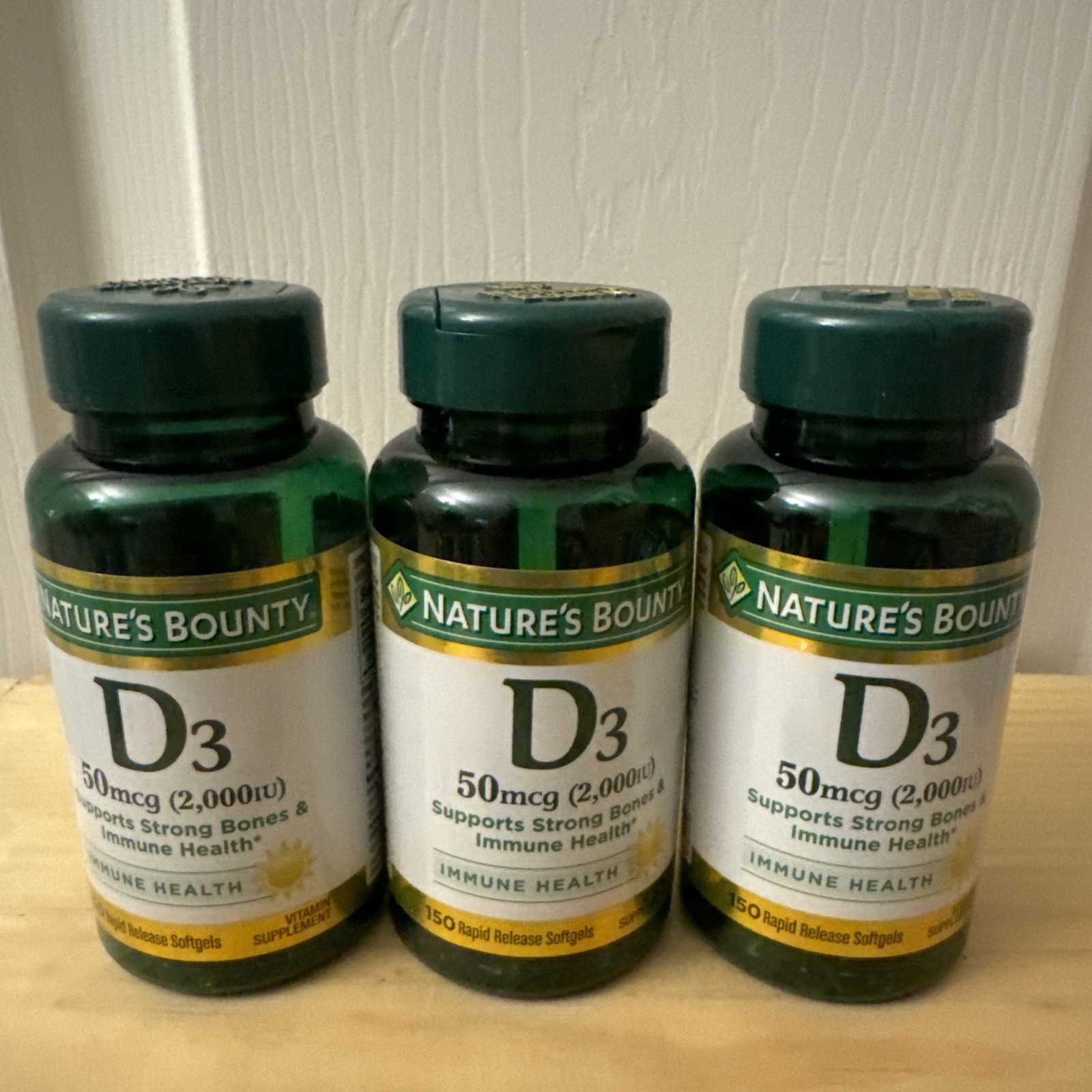 3 Pack: Nature’s Bounty Vitamin D3 50 mcg 2000 IU 150ct ea Exp 5-6 /2025