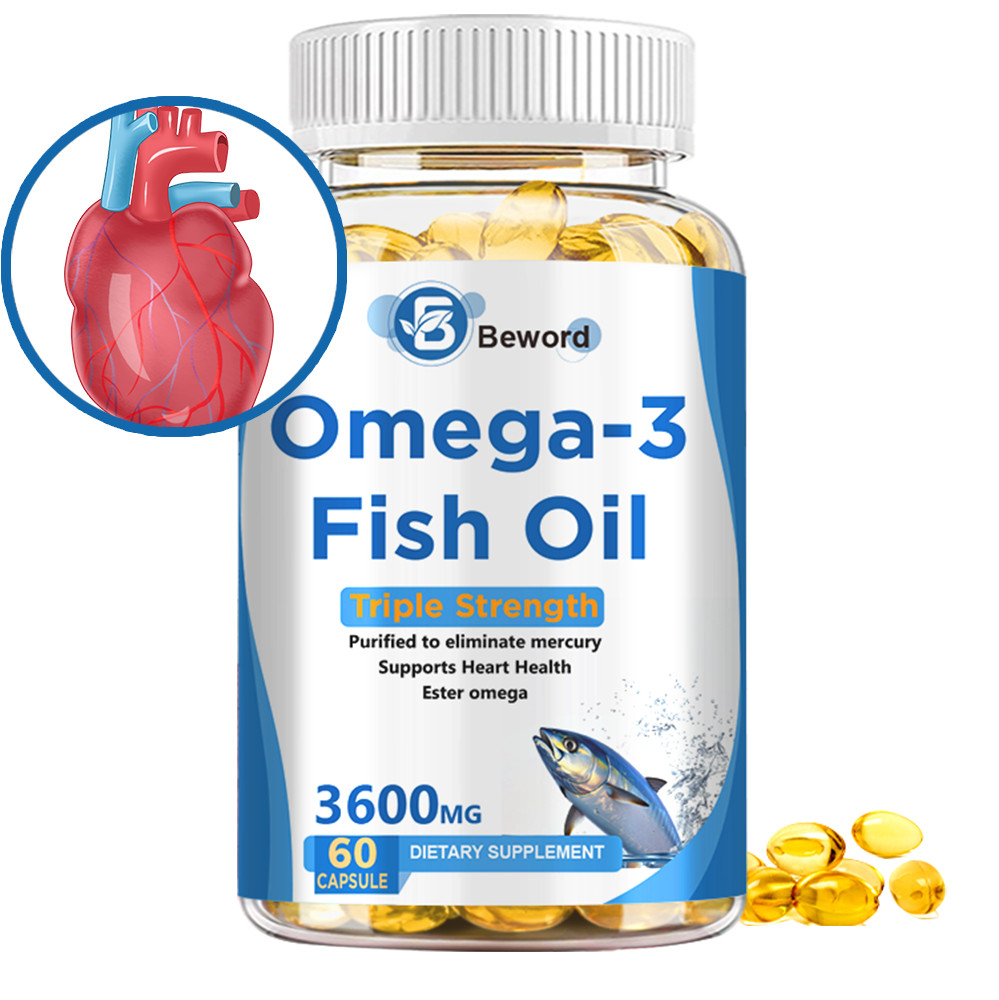 Omega 3 Fish Oil Capsules 3x Strength EPA & DHA, Highest Potency 60 Softgels
