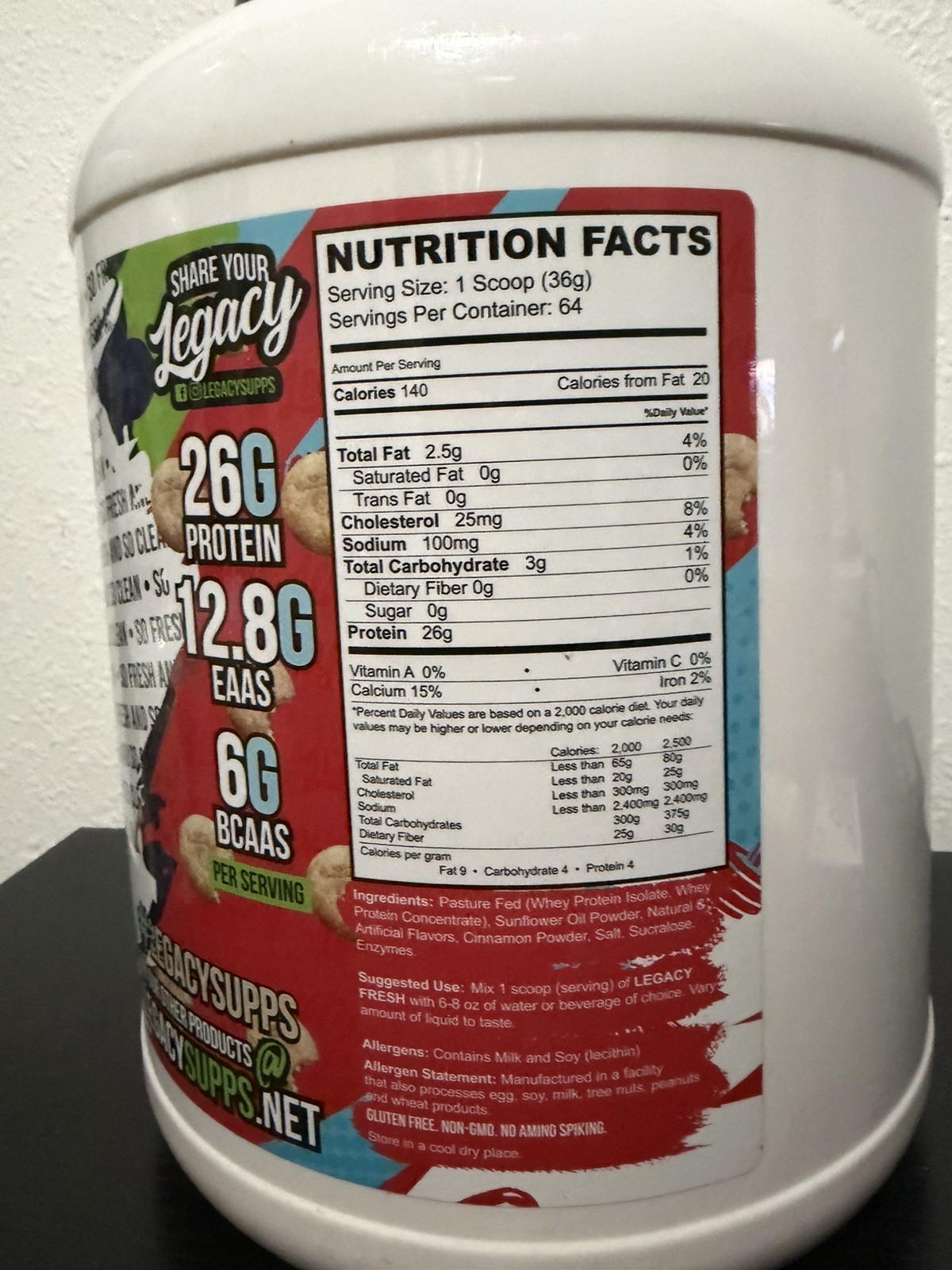 Legacy Whey Protein 5lb Pasture Fed 26g Protein Muscle Recovery snickerdoodle