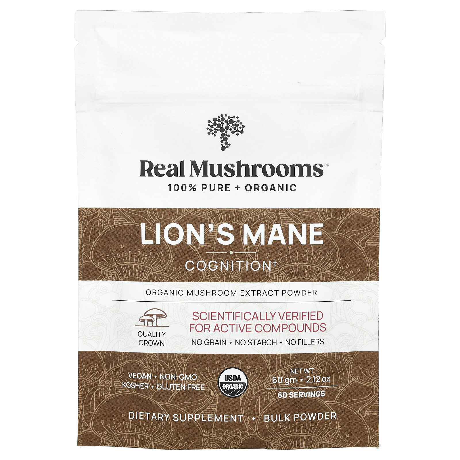 Lion’s Mane, Organic Mushroom Extract Powder, 2.12 oz (60 g)