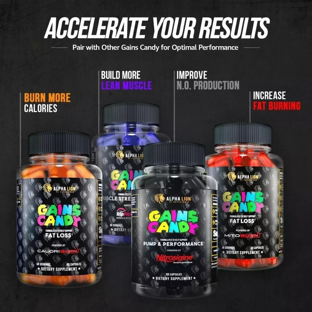 Alpha Lion Gains Candy Glucovantage Fat Loss & Muscle Building 60 Capsules NEW