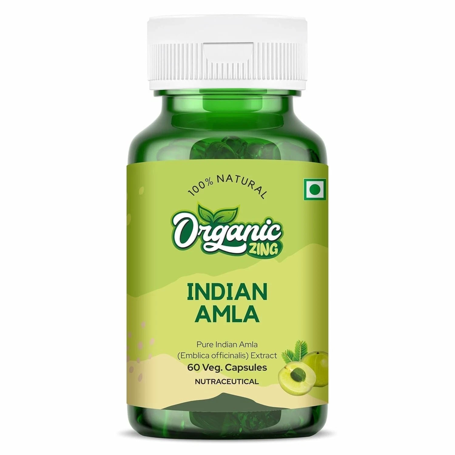 Organic Zing Indian Amla Extract Capsules 1000mg, 60 Veg Capsules. M880