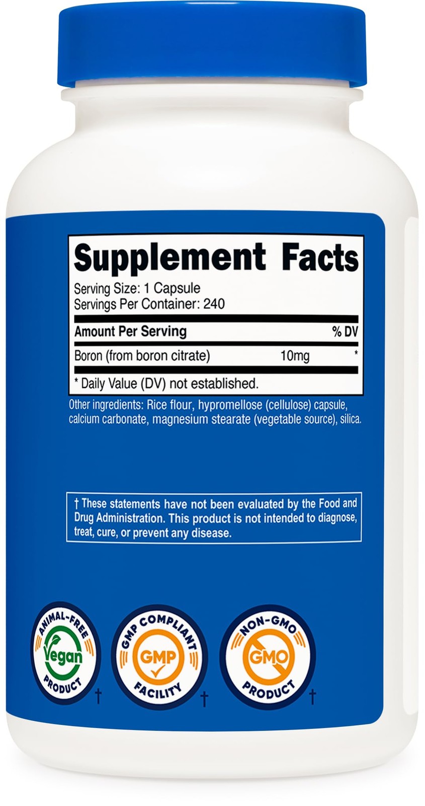 Nutricost Boron Capsules 10mg, 240 Vegetarian Capsules, 240 Count (Pack of 1)