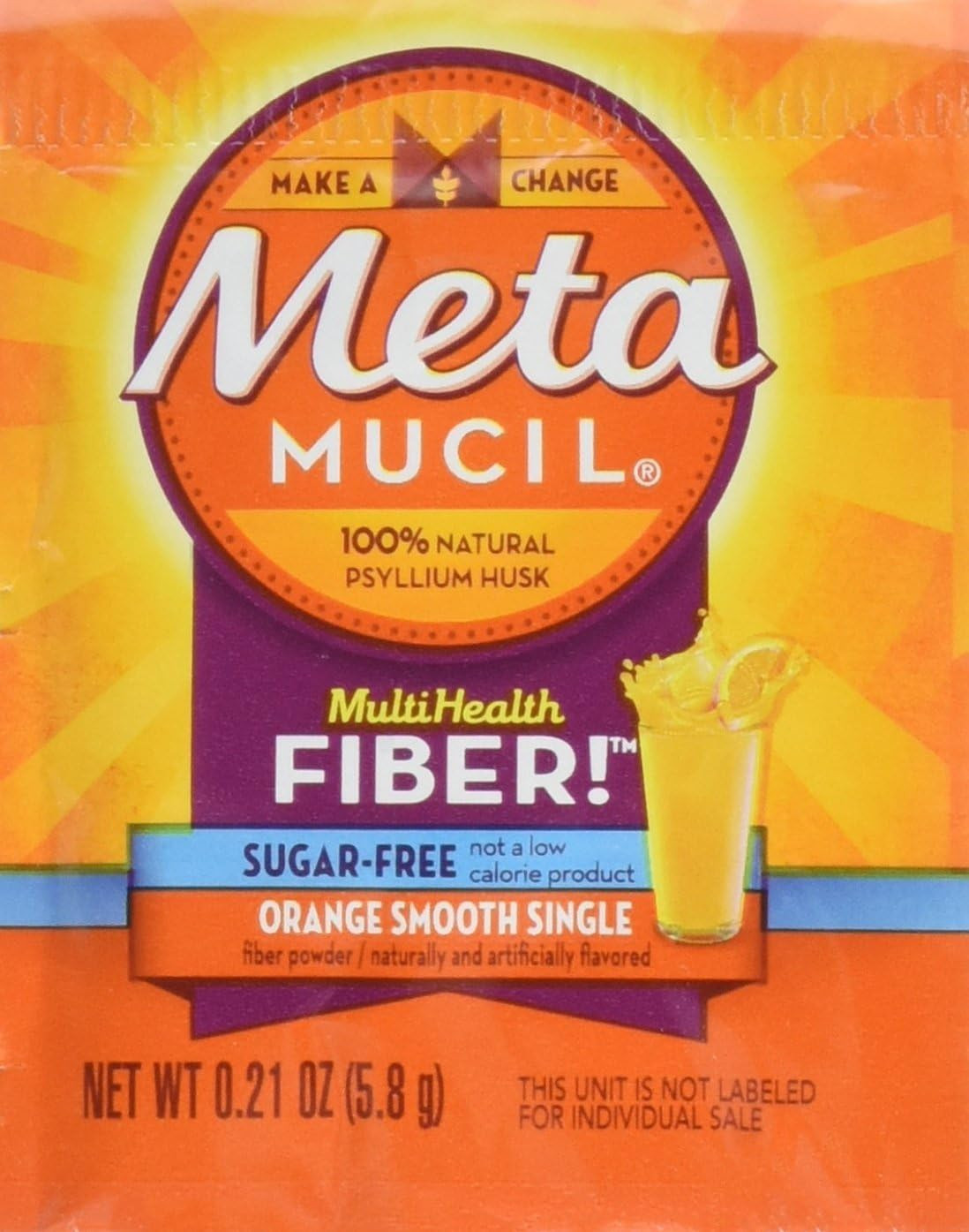 Multihealth Fiber Singles Orange Smooth Sugar-Free, 0.21 Ounce, Pack of 30