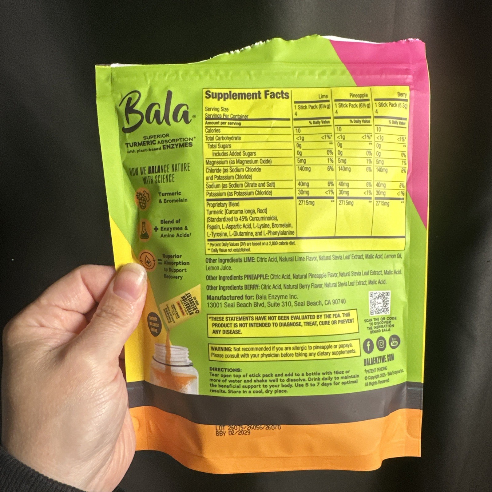 BAG OPEN NOT USED Bala Electrolyte Drink Mix Variety Pack 12ct Hydrate