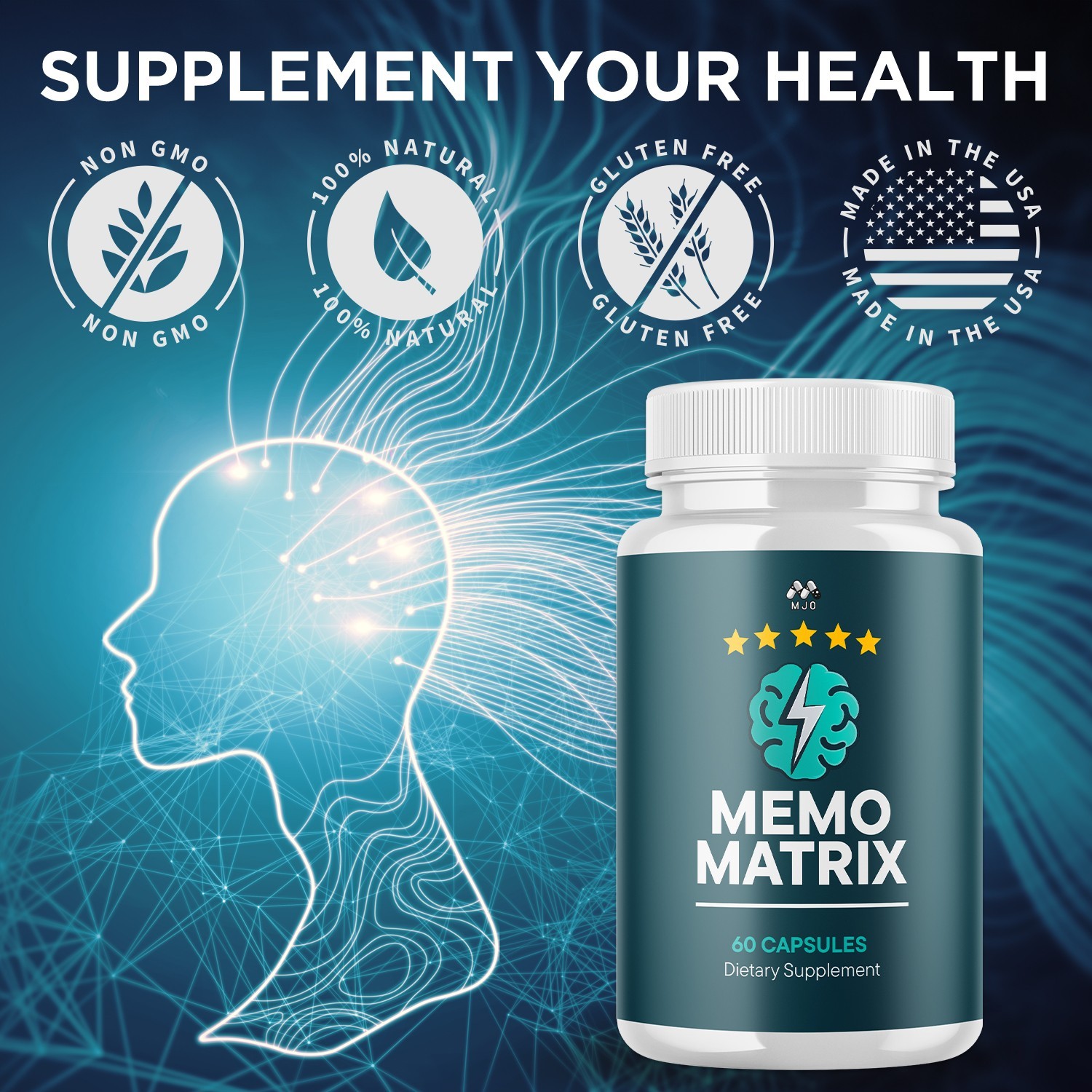(5 Pack) Memo Matrix Advanced Brain Max Support Supplement MemoMatrix 300 Caps