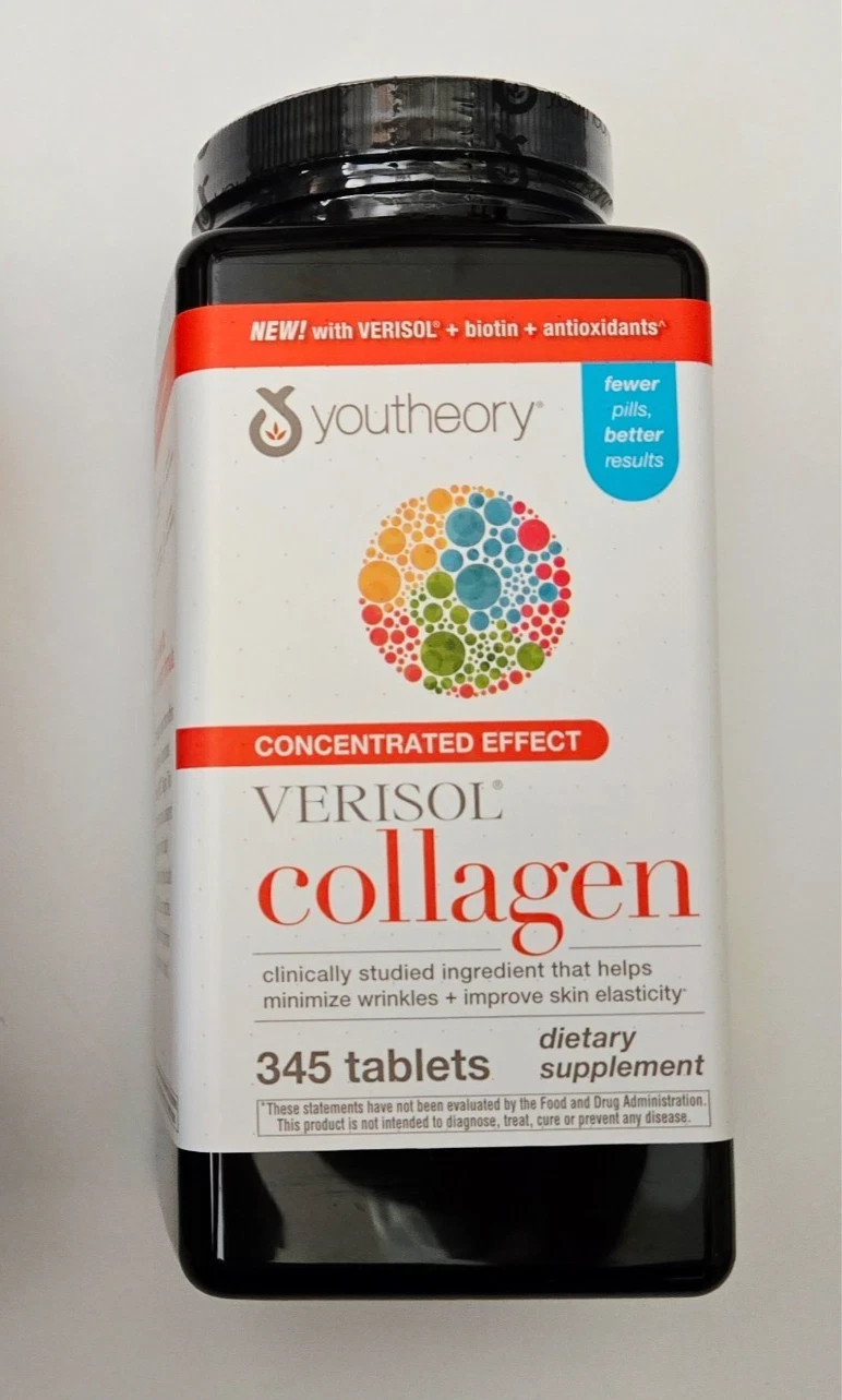 NEW Youtheory Collagen Concentrated Effect Verisol Biotin exp 01/28 345 tab.