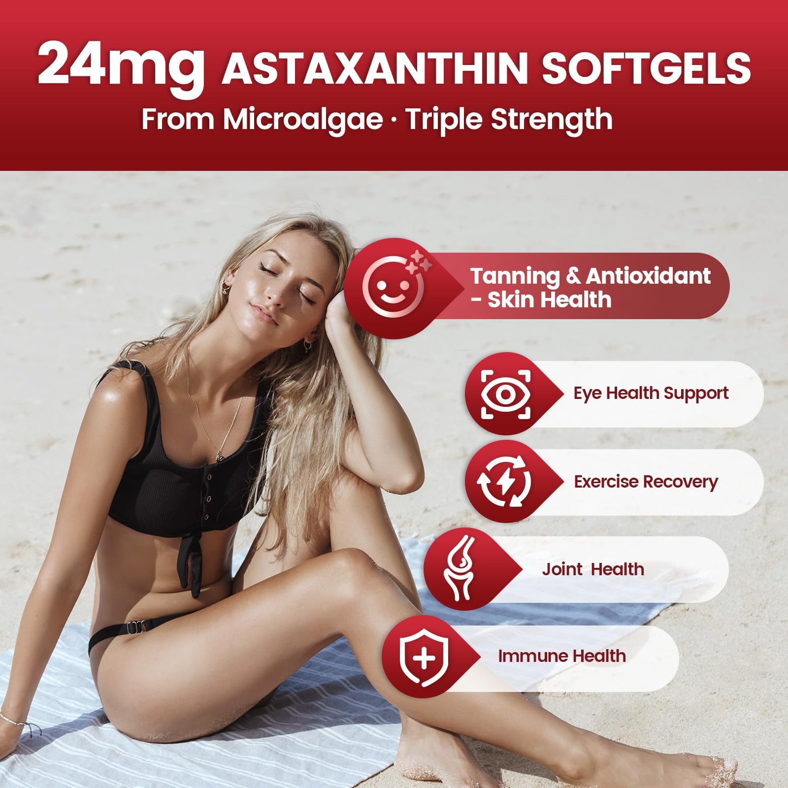10 in 1 Astaxanthin Supplements 24mg, 4 Month Supply, Astaxantina Antioxidant…