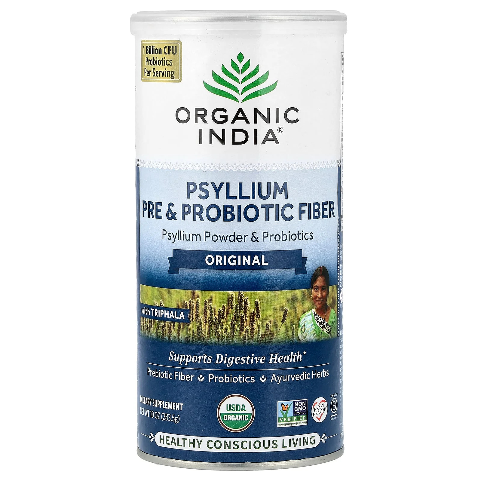 2 X Organic India, Psyllium Pre & Probiotic Fiber, 10 oz (283.5 g)