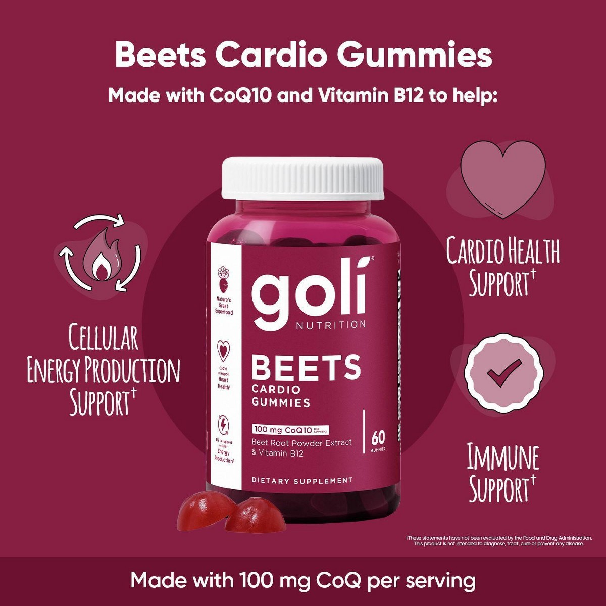 Goli Nutrition Beets Cardio Vegan Vitamin Gummies – 60ct