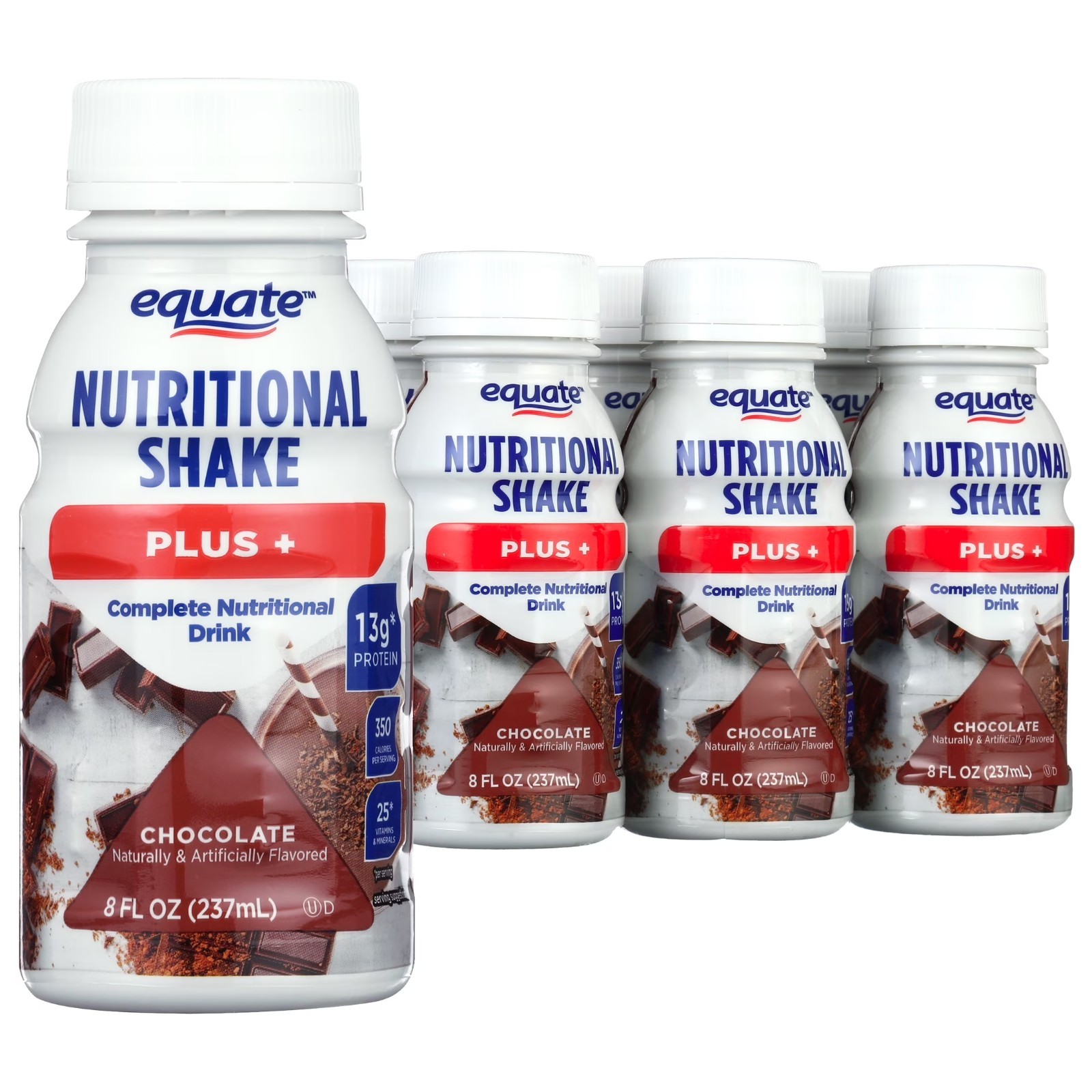 Equate Chocolate Nutritional Shake Plus, 8 FL OZ, 6 Count 4.6 stars out of 6381