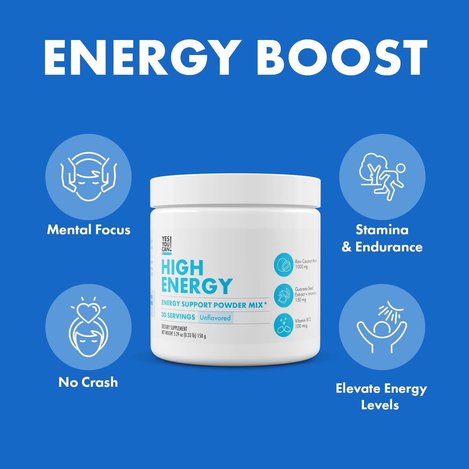Yes You Can! Shake Booster High Energy Powder Drink Mix-Nutritional Drink with R