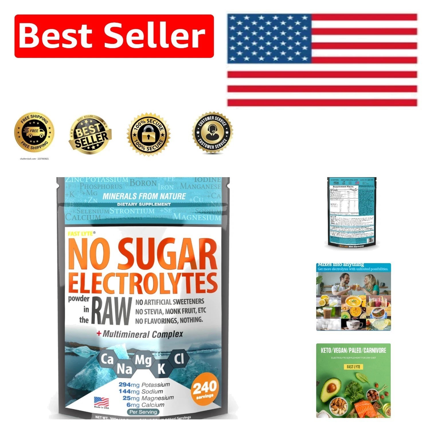 Anytime Hydration: Non-GMO No Sugar Electrolytes for All Beverages, 12oz
