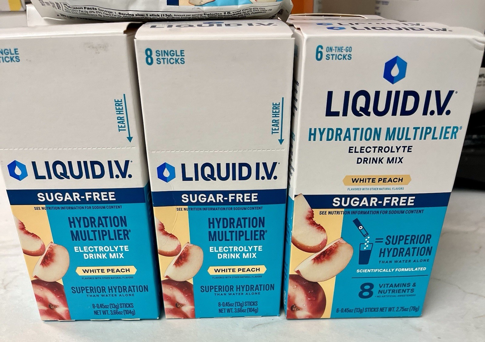 Liquid IV Hydration Multiplier Electrolyte Drink Mix White Peach 51 Packets
