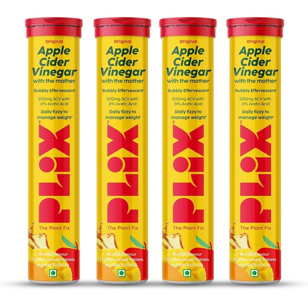 THE PLANT FIX Apple Cider Vinegar Effervescent Tablet Mango Flavour (Pack of 4)