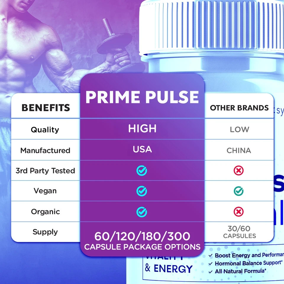 (1 Pack) Prime Pulse Advanced Male Pills PrimePulse Vitamin Supplement 60 Caps
