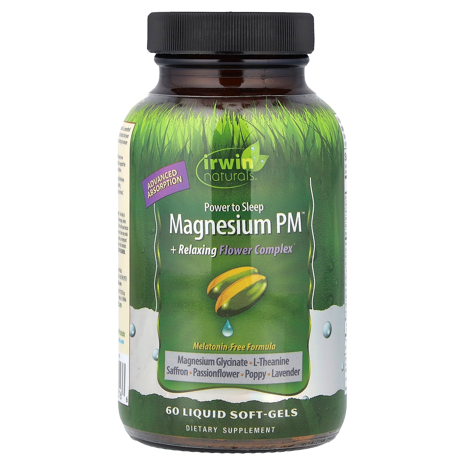 2 X Irwin Naturals, Magnesium PM� + Relaxing Flower Complex, 60 Liquid Soft-Gel