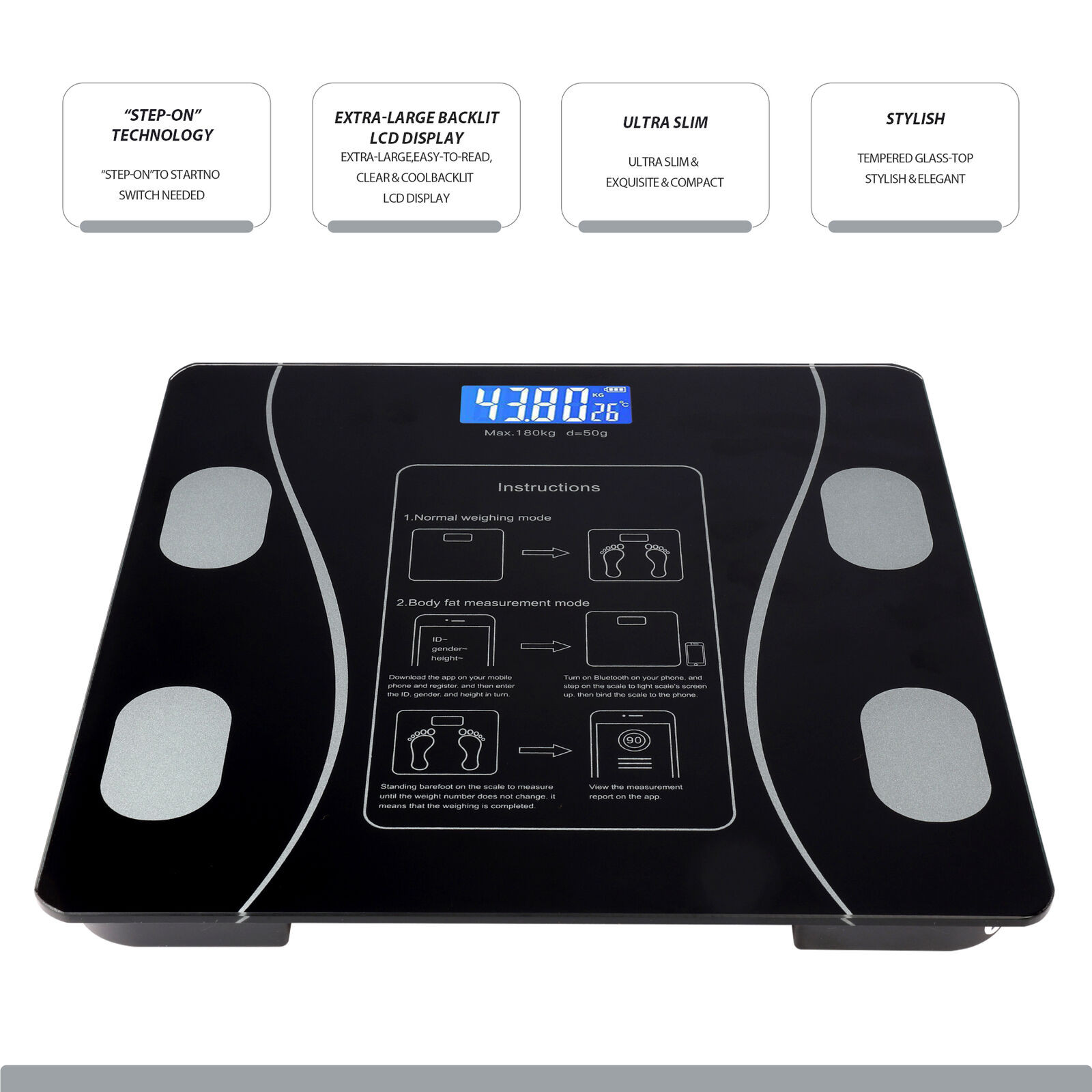Smart Scale For Body Weight BMI Bluetooth Body Fat Scale Digital Bathroom Scale