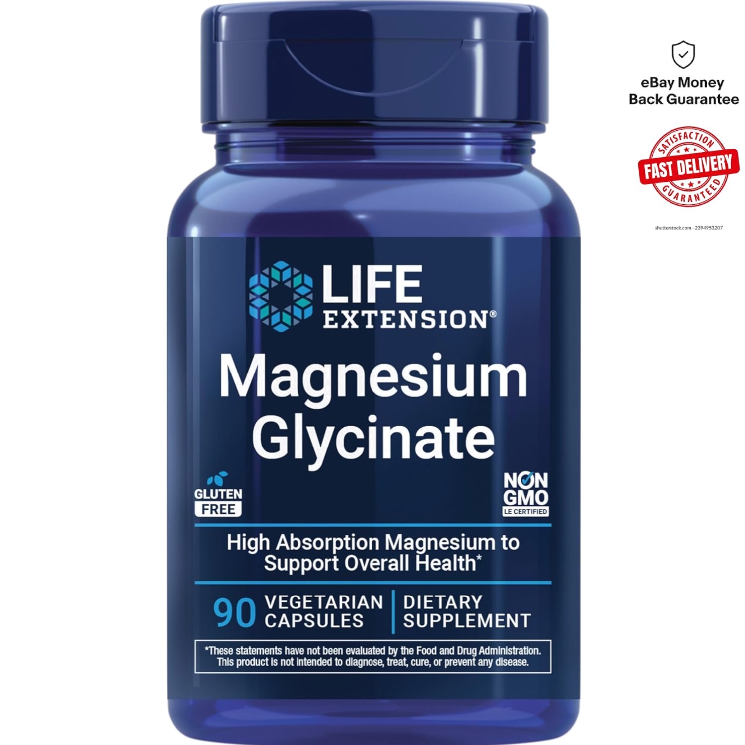 Life Extension Magnesium Glycinate, Heart Health, Bone Health, 90vegcaps