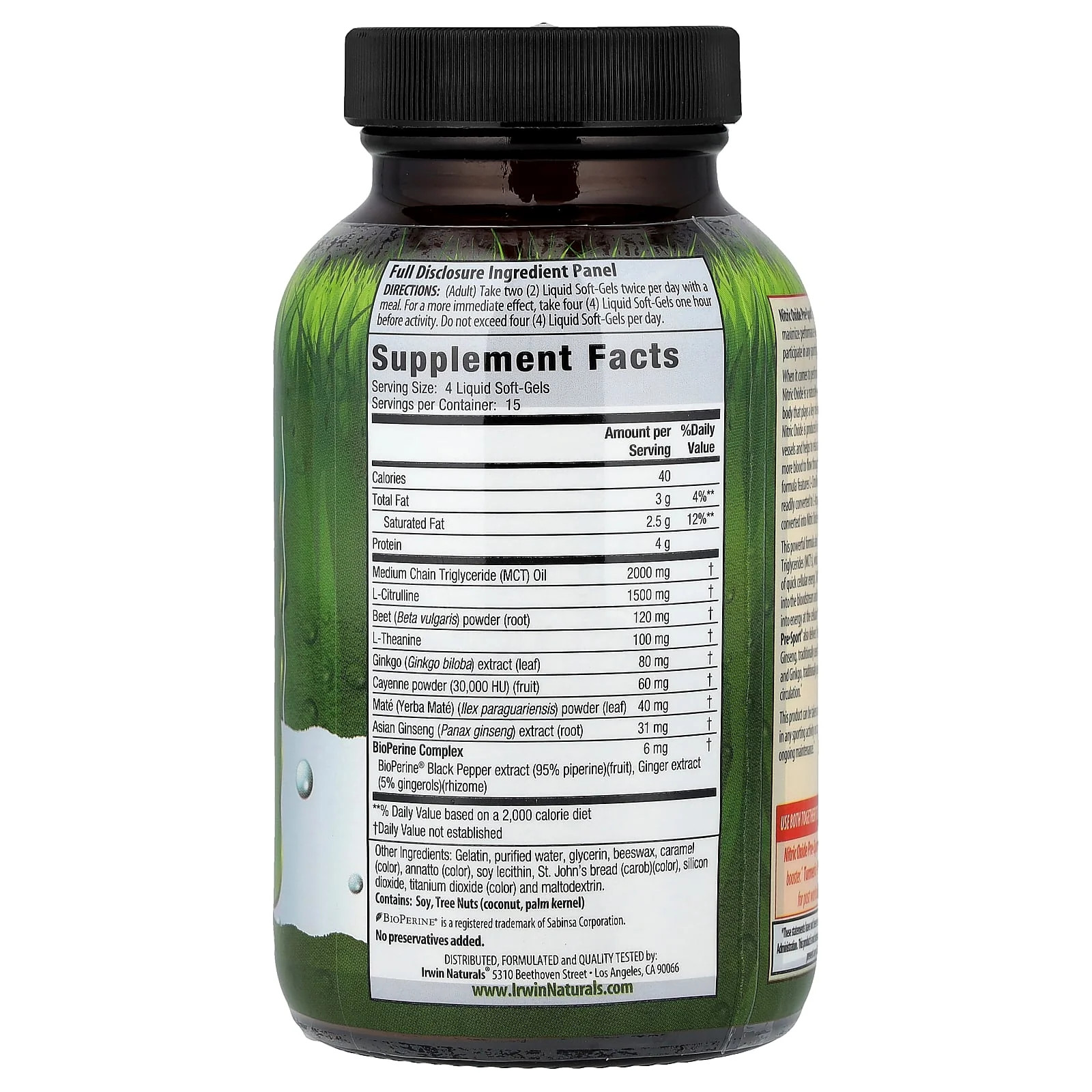 2 X Irwin Naturals, Nitric Oxide Pre-Sport� with L-Citrulline, 60 Liquid Soft-G