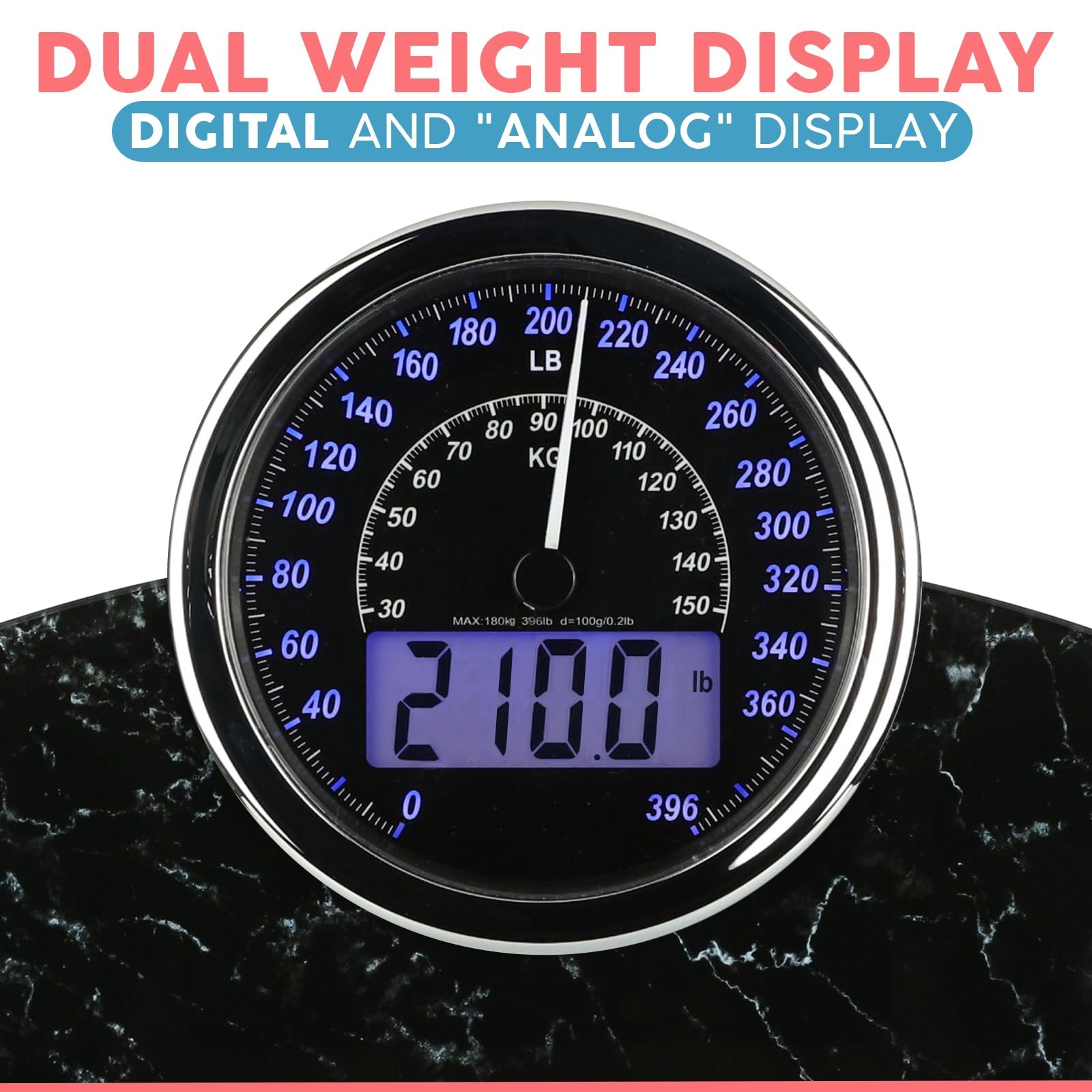Hybrid Bathroom Scale for Body Weight – 2-in-1 Analog & Digital Display, Accu…