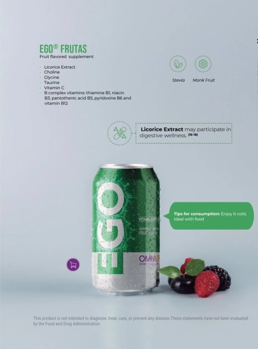 Omnilife Ego Frutas Del Bosque (12 latas ) 355 Milliliter