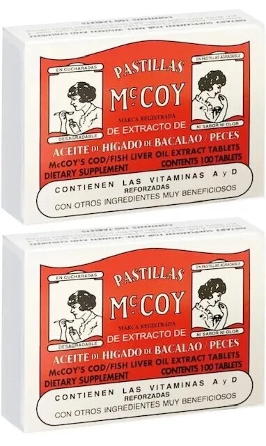 Pastillas Mc Coy Cod/Fish Liver Oil Extract. 100 tablet 2 Pack