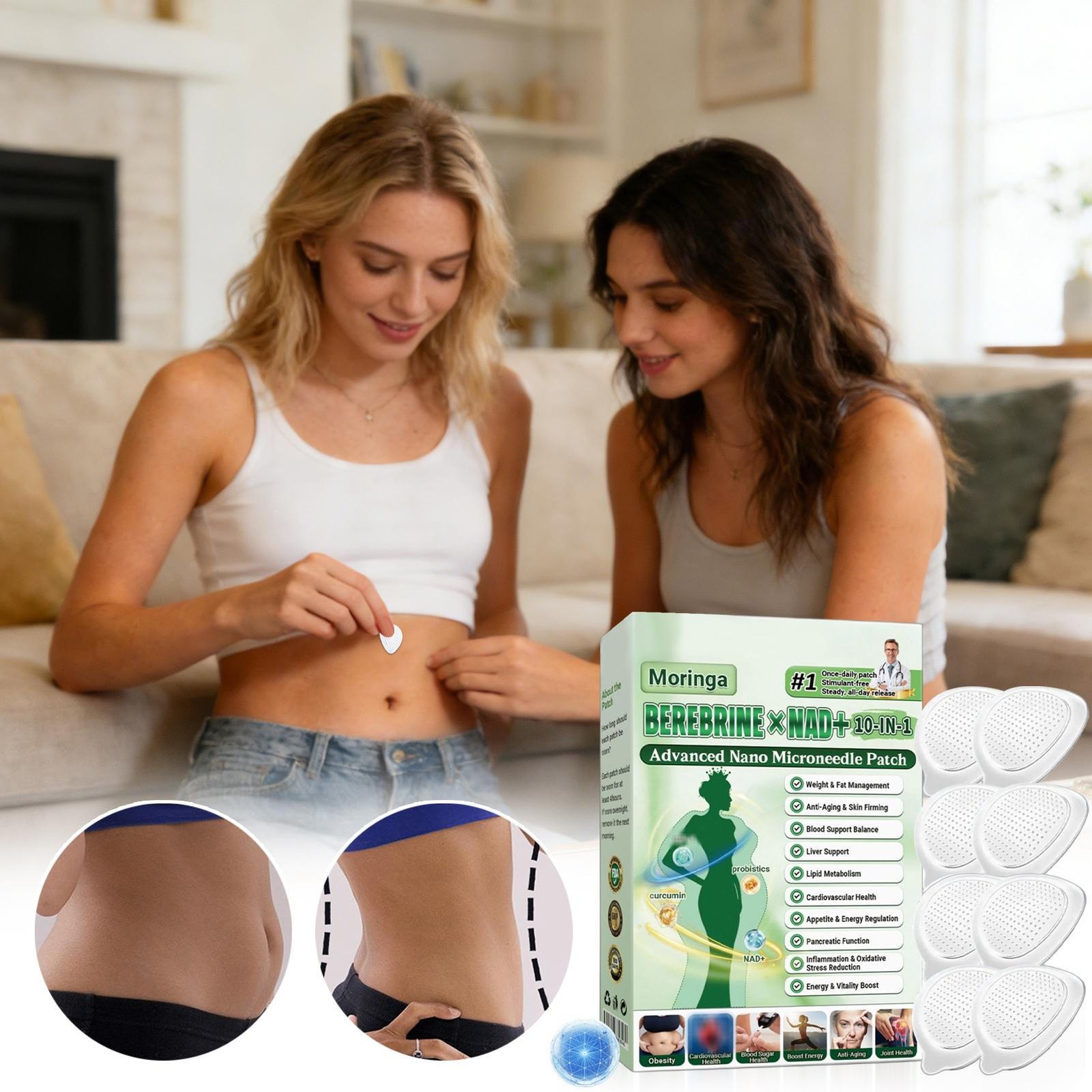 Moringa Berberine 10 in 1 Advanced Nano Microneedle Patch designed for Weight Lo
