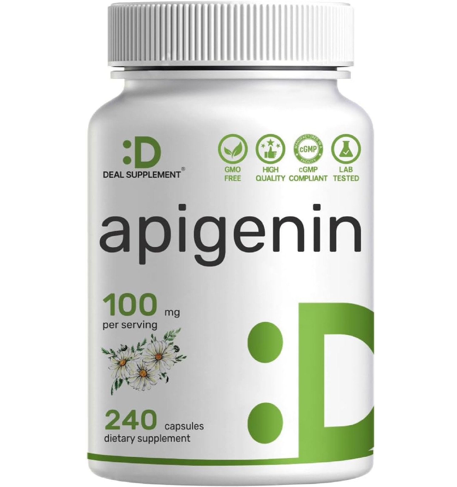 Advanced Apigenin100mg Antioxidants Flower Extract Chamomile Sleep Relax 240 Cap