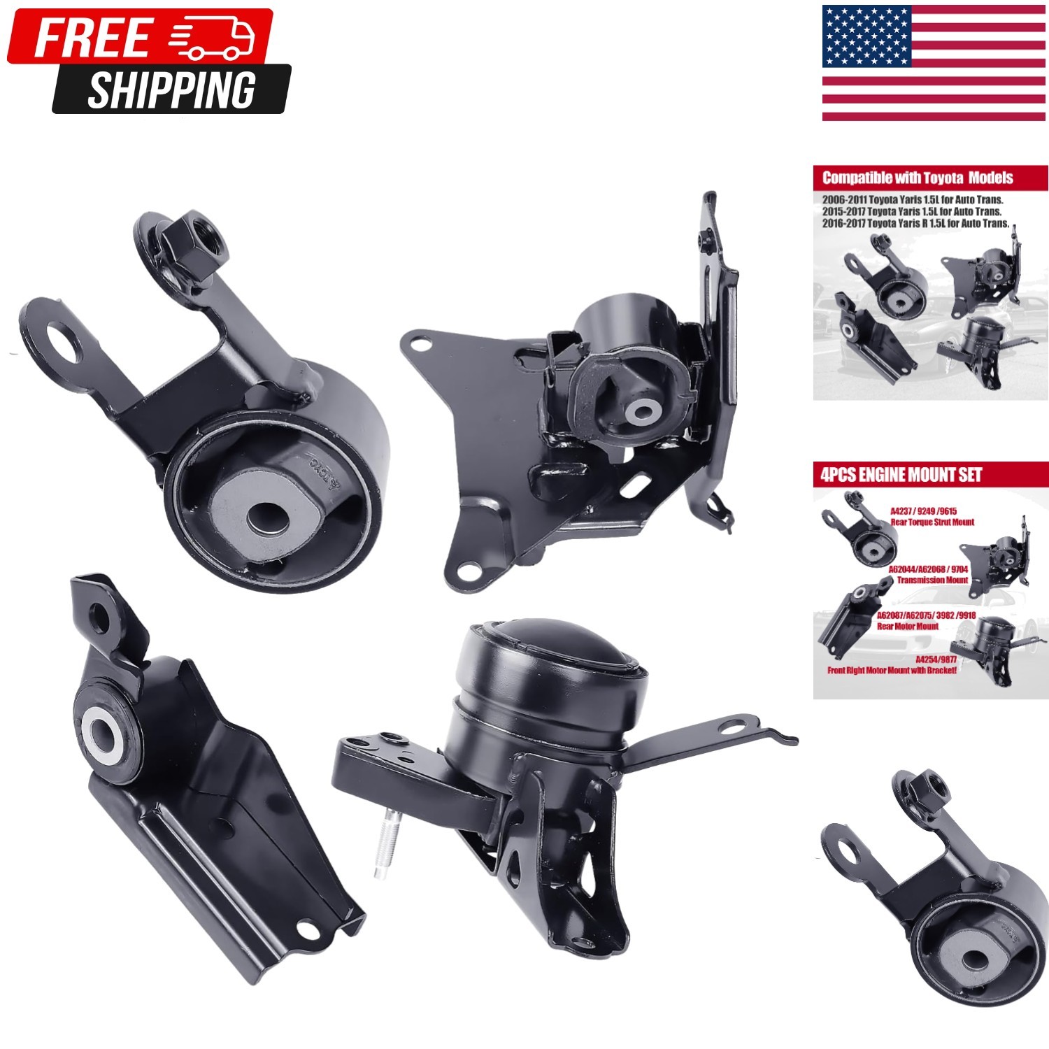 Engine and Transmission Motor Mount Fits 2006-2012/2015-2019 Toyota Yaris L4 …