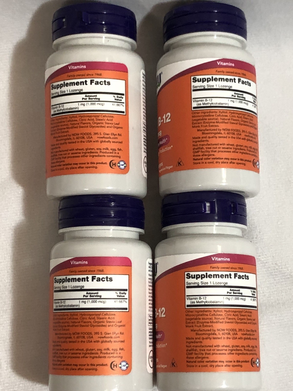 Lot 4 Now Foods Methyl B-12 1,000 mcg 100 Lozenge Nervous System Health Exp 7/27